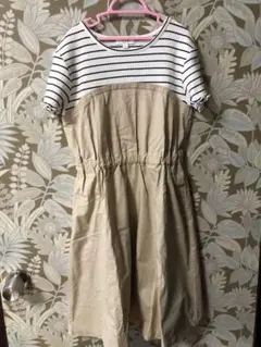 a.v.v アーヴェヴェ ワンピース キッズ 150 ボーダー ベージュ