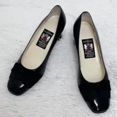 【美品】MIHAMA ミハマ リボン パンプス 24.0cm 黒 ブラック 上品