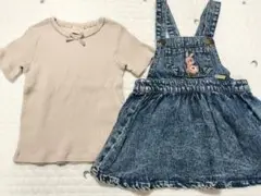 フタフタ テータテート トップス 半袖 Tシャツ デニム ジャンスカ うさぎ
