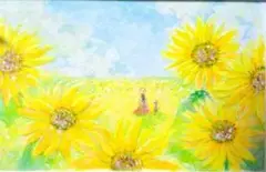 原画　手描き　ポストカードサイズ　絵画　フレーム付き