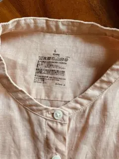 無印良品　ヘンプ　洗いざらし　七分袖チュニック　L ライトオレンジ