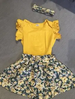 セットアップ　花柄　黄色　86 90
