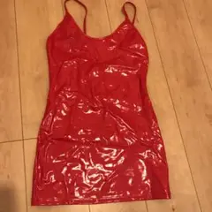 ボディコン コスプレ ミニワンピ ボンテージ 赤 エナメル 女王様 pvc