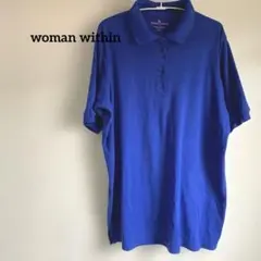 woman within ネイビー ポロシャツ M