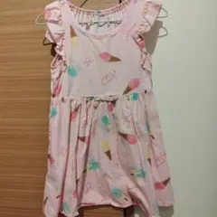 アイス柄 ノースリーブ ワンピース