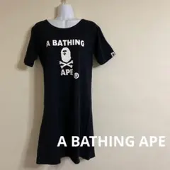 A BATHING APE エイプ ワンピース 半袖 S 黒 レディース