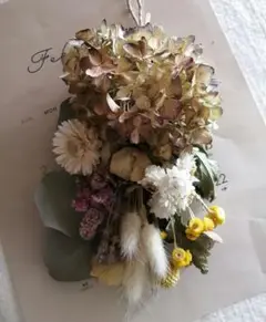 ⑧　ナチュラルスワッグ　ドライフラワー　秋色紫陽花　お花mix　くすみ色が可愛い
