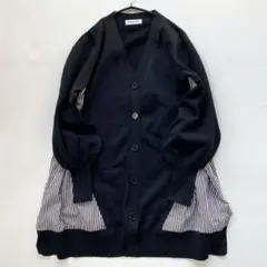 23AW ヘリンドットサイ ウェーブニットロングカーディガン ブラック