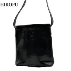 【美品】HIROFU ヒロフ ワンショルダーバッグ 黒 ハンドバッグ レザー