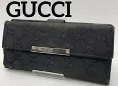 GUCCI グッチ 長財布 GGキャンパス wホック ブラック オシャレ