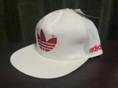 新品 アディダス デサント 90s キャップ 帽子 白赤 M 日本製