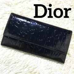 Dior 長財布 トロッター エナメルレザー ブラック