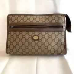 GUCCI グッチ GGキャンバス クラッチバッグ ブラウン