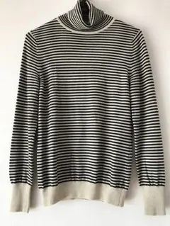 GAPボーダー黒ベージュとっくりセーター長袖
