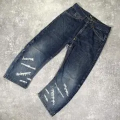 ANDREWMACKENZIE バレルレッグカーブデニム　ダメージ加工　46