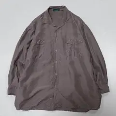 90s Vintage シルク100% L/S シャツ 燻み 光沢 ドレープ
