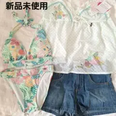 新品未使用　水着4点セット　S　セパレート水着　デニムパンツ