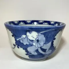古伊万里 唐子 雪輪 鳥 向付① 骨董