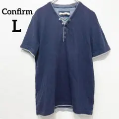 コンファーム◆ 半袖Tシャツ ストライプ ネイビー L