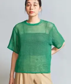 BEAUTY&YOUTH メッシュ クルーネック プルオーバー