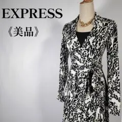 【美品】エクスプレス アニマル柄 カシュクールドレスワンピース