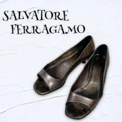 【SALVATORE FERRAGAMO】『6』パンプス オープントゥ ヒール