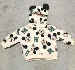 ディズニー ミッキー パーカー ベビー 4-6M 70 裏起毛 h&m