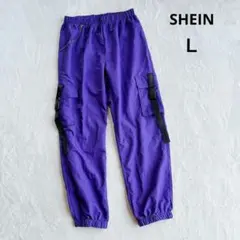 【シーイン】カーゴパンツ ワークパンツ (Ｌ) チェーン 紫 パープル