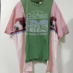 (A76)古着リメイク　Tシャツ＋シャツ
