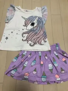 100cmユニコーンTシャツとスカッツセット