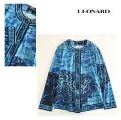 26g5 LEONARD レオナール 美しいプリント 薄手カーディガン M