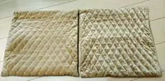 【新品未使用】お洒落 ダイヤ柄 モカ ゴールド クッションカバー 2枚