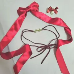 ボルドーリボンパールチョーカー