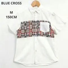 ⭐️美品ブルークロス(M-150)チェックコットンシャツ トップス 半袖 白