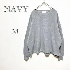 ネイビー NAVY カットソー 【M】 シンプル 薄手 綿混 サイドスリット