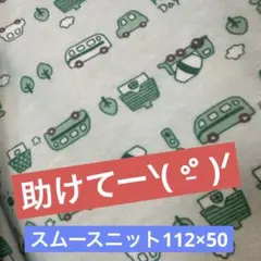 スムースニット生地　生地幅×50cm 乗り物　緑