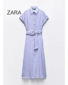 ZARA ストライプ 半袖シャツワンピース