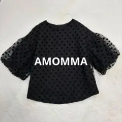 AMOMMAアモマ　ブラック ドット柄 パフスリーブ トップス　ブラウス 08F430D5-B229-498A-8A80-