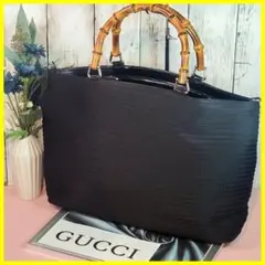 ★美品★GUCCI グッチ バンブー トートバック ブラック A4収納