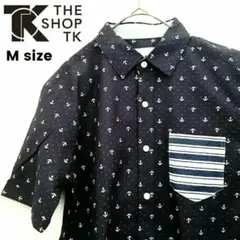 【美品】THE SHOP TK アンカー柄 半袖シャツ リップル生地 Mサイズ