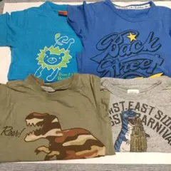 100サイズ4枚まとめて恐竜プリント Tシャツ オリーブグリーン