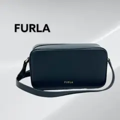 美品 フルラ ブロックミニ ロゴプリント クロスボディ レザー ショルダーバッグ