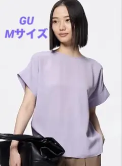 2025購入　GU ドレープｔブラウス　パープル　M