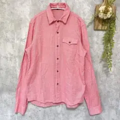 【Nona manis】シャツ コットン リネン 長袖 ピンク ポケットあり M
