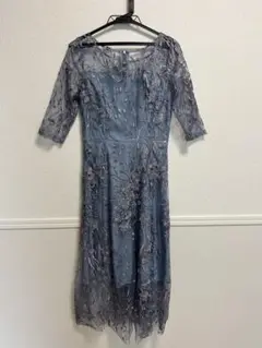 花柄刺繍ワンピース Aライン ドレス シースルー 披露宴 パーティドレス