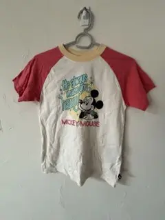 ミッキーマウス Tシャツ 赤白 ラグラン futafuta