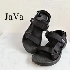 【袋付き】　JaVa スポーティー　ストラップベルクロサンダル　ブラック