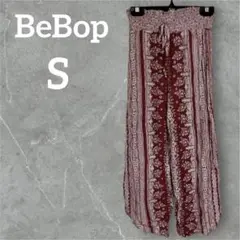 美品♡BeBop ビバップ 【S】ストライプ 花柄 パンツ バーガンディ 薄手