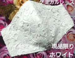 Ｎｏ．2177 ホワイト花柄ケミカルレース♡ハンドメイドマスク