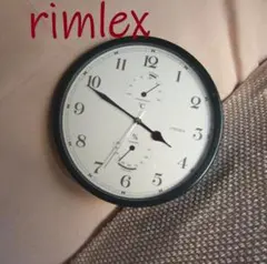 rimlexリムレックス　多機能　掛時計　温度計　湿度計　レトロ風　モスグリーン